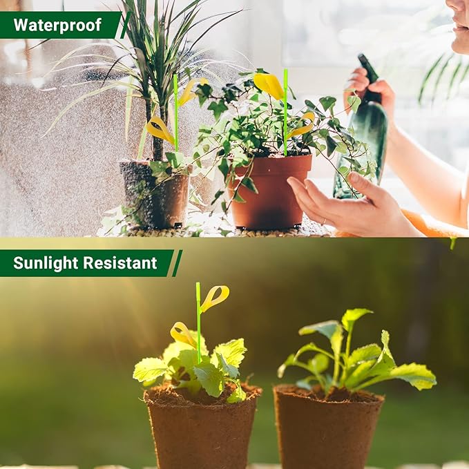 90PCS Yellow Sticky Traps for Indoors/Outdoor Gnat Traps for Plants Fungus Gnats Sticky Traps for Whiteflies Mosquitoes Fruitflies Thrips Aphids... Stake Holders Included Dual-Sided