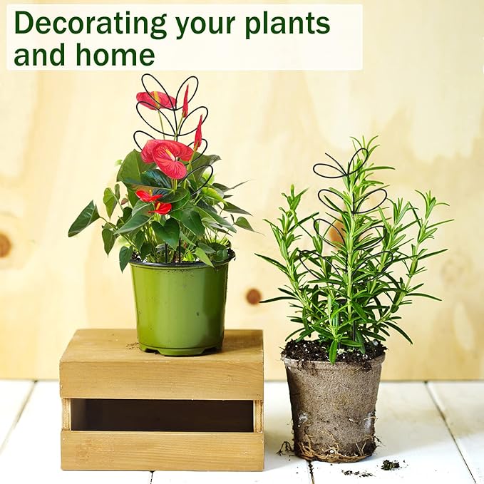 AUGSUN 2 Packs Indoor Plant Trellis Garden Trellis for Climbing Plants, 12 Inch Metal Leaf Shape Small Trelli for Potted Plants Plant Support for Houseplant with 50 Ties