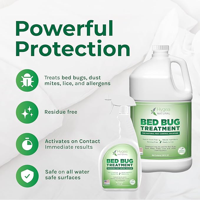 Bed Bug & Lice Elimination Duo - Includes 24 Ounce Lice, Bed Bug & Mite Spray & 128 Ounce Refill - Child & Pet Friendly - Stain & Odor Free Spray