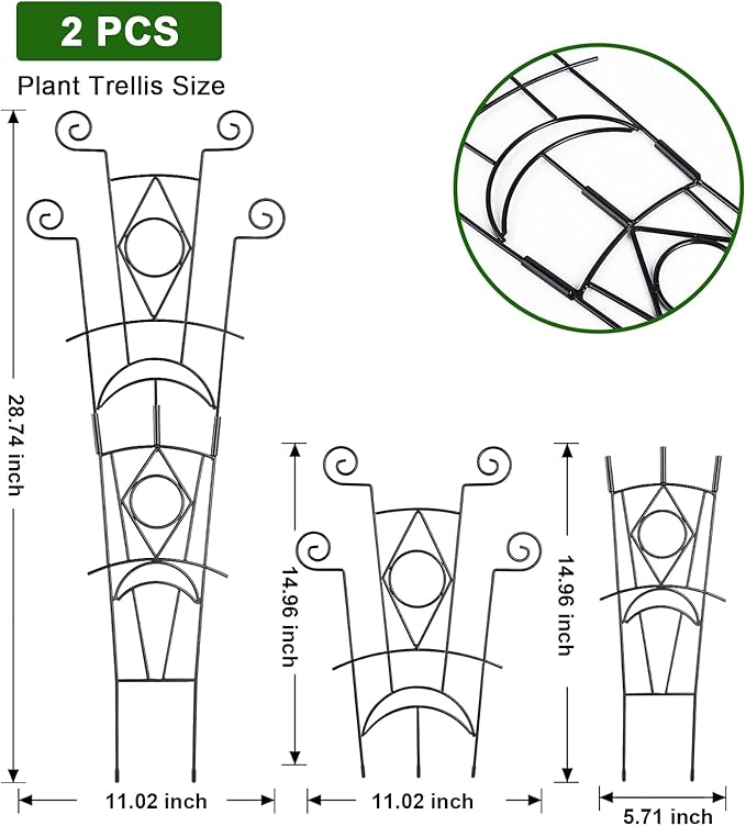 Stackable Metal Trellis for Climbing Plants Outdoor & Indoor - 4 Pack Garden Trellis for Potted Plants, Rust-Resistant Plant Support Stakes for Vines, Flowers - Sturdy Plant Trellis
