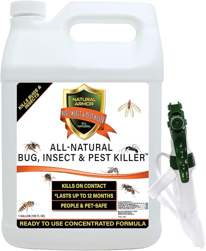 Natural Bug, Insect & Pest Killer & Control Including Fleas, Ticks, Ants, Spiders, Bed Bugs, Dust Mites, Roaches and More for Indoor and Outdoor Use, 128 Oz Gallon