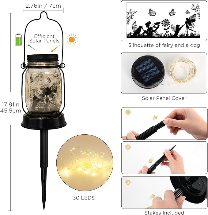 Dog Solar Lanterns, Dog Gifts for Women Mom Grandma, Christmas Dog Mom Gifts, Unique Birthday Gifts for Dog Lovers, Garden Decoration Outside for Yard, Patio,Backyard,Porch