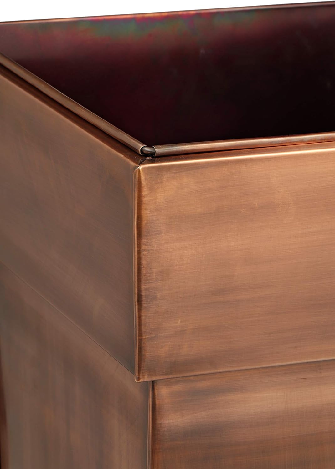 H Potter Tall Square Planter Stainless Steel with Antique Copper Finish Indoor and Outdoor Garden Pot Plant Box Holder for Succulent Flowers 36.5 Inches in Height