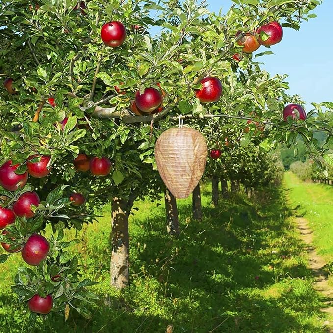 4 Pack Paper Fake Wasp Nest Decoy Hanging, Fake Hornet Nest Decoy Carpenter Bee Deterrent, Wasps Trap Wasp Deterrent Outdoor Yellow Jacket Carpenter Bee Traps for Outsides Garden Patio