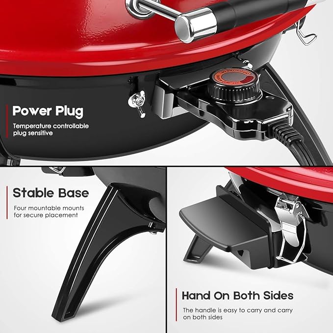 Electric BBQ Grill Techwood 15-Serving Indoor/Outdoor Electric Grill for Indoor & Outdoor Use, Double Layer Design, Portable Removable Stand Grill, 1600W (Countertop BBQ Grill)