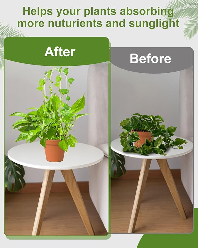 3 Pack Larger Acrylic U-Shaped Hoya Trellis, 16 Inch Indoor Climbing Plant Trellis for Plants Support with 15 Ties, Small Garden Trellis Houseplant Accessory for Potted Ivy Outdoor