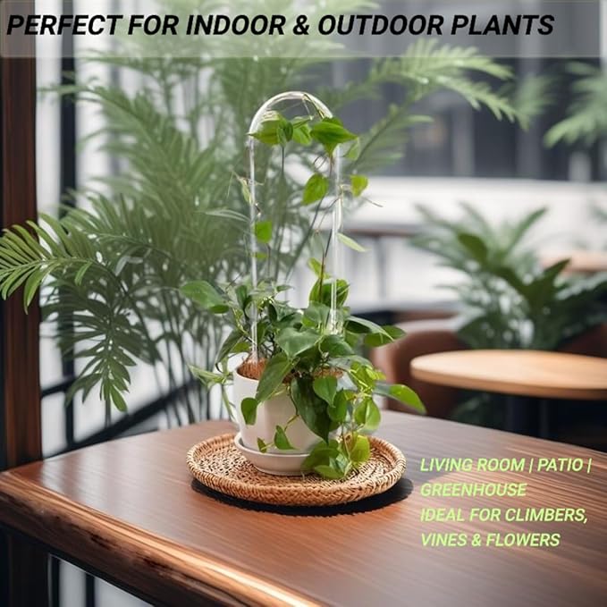 2 Pack U-Shaped Clear Acrylic Plant Supports - 14 inches Indoor/Outdoor Climbing Vine Trellis for Potted Plants, Ideal for Ivy & Tropical Houseplants,Plant Support Hoya Trellis