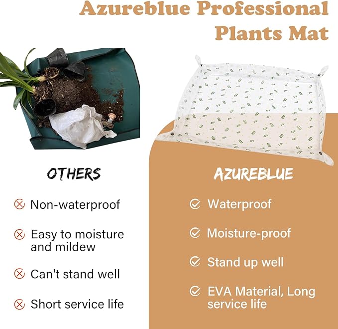 Repotting Mat for Indoor Plants Waterproof Clear Potting Mat Foldable Plant Potting Repotting Tray Portable Gardening Tray for Indoor Potting Soil, Gardening Gifts for Women 31.5 x 23.6(Leaves)