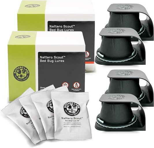 Scout Bed Bug Detection Trap – Non-Toxic Early Monitoring Solution with Patented Pheromone Technology, Includes 4 Bed Bug Detection Traps, Replaceable Lures and User Guide