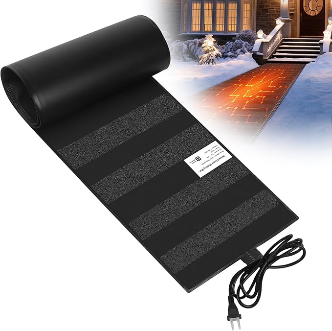 Snow Melting Mats,13in x 10FT Heated Outdoor Pad for Winter Snow Removal, No-Slip Ice Melting Mats for Proof and Sidewalks