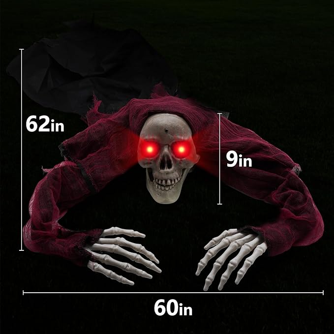 Halloween Outdoor Decor Animated Groundbreaker Zombie with Flashing Eyes and Creepy Sound for Halloween Yard,Lawn,Patio,Haunted House