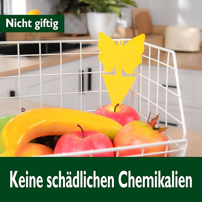 Garsum Fruit Fly Trap 18 Pcs Yellow Sticky Fungus Gnat Killer for Indoor and Outdoor Plant Insect Catcher for White Flies,Mosquitos,Fungus Gnats,Flying Insects