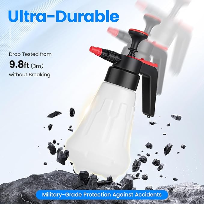 Awakening 2L Hand Pump Foam Sprayer, 68oz Garden Pump Sprayer, Car Wash Foaming Spray Bottle with 2 Adjustable Nozzles, Durable Tank, Visible Scale, Suitable for Car Washing and Lawn&Garden Care