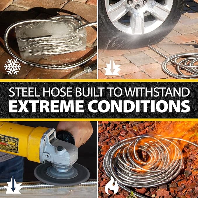 Bionic Steel 75 Ft Garden Hose with Nozzle, Premium 304 Stainless Steel Metal Water Hose 75Ft, Flexible, Rust Proof, Lightweight, Heavy Duty, Crush Resistant Fittings, Easy Coil, 500 PSI, 2025 Model