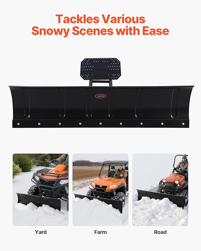 VEVOR Snow Plow Kit, Universal Snow Plow Attachment, Height & Left-Right Adjustable (60in)