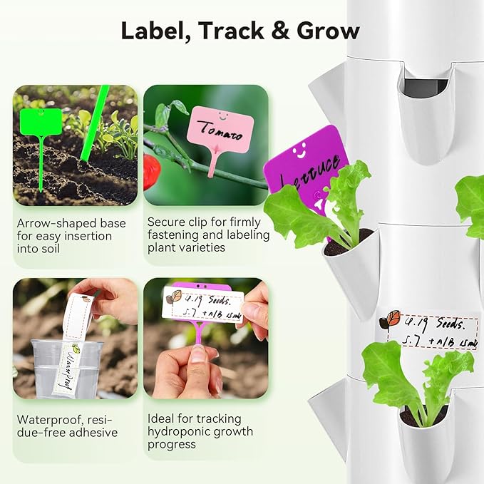 BAOSHISHAN 211pcs Hydroponic Pods Kit: 40 Baskets, Sponges, Domes, 50 Labels, 1 Waterproof Marker for All Brands