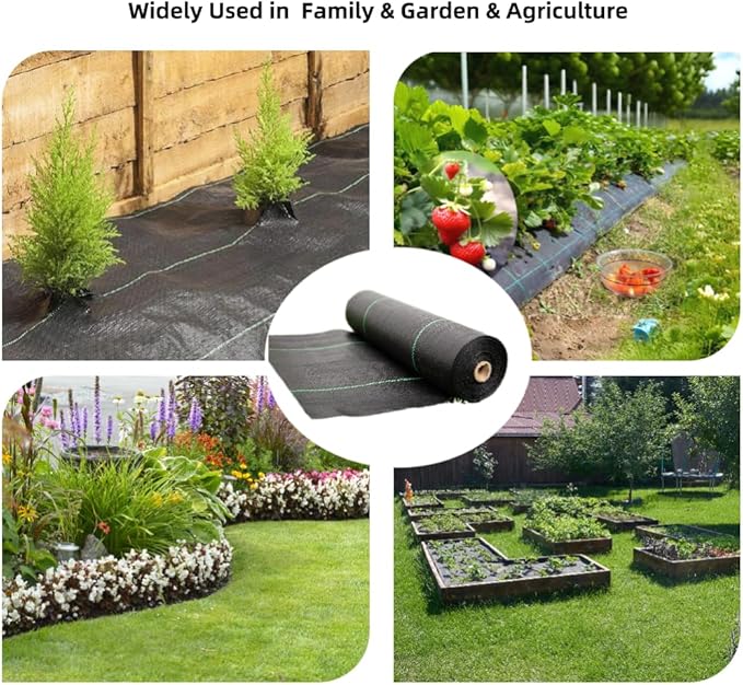 2PCS 3Ftx50Ft Weed Barrier Landscape Fabric, 3.2oz Weed Block Fabric Heavy Duty, Easy Setup Weed Blocker, Weed Control Cloth for Outdoor Gardens Farming Landscaping