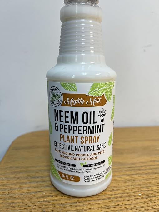 Mighty Mint Neem Oil & Peppermint Plant Nutrient Spray – Natural Leaf Shine for Indoor & Outdoor Use – Plant-Based Formula for Stronger, Healthy Plants - 16 oz