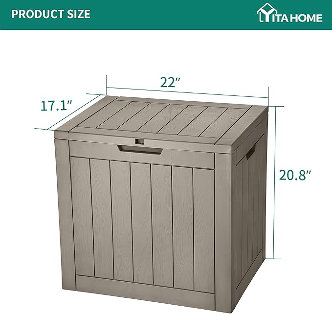 YITAHOME 31 Gallon Outdoor Storage Deck Box, Waterproof Resin Package Delivery and Storage Box with Lockable Lid for Patio Furniture Cushions, Pool Accessories, Garden Tools, Taupe