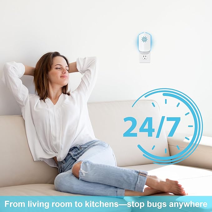 Flying Insect Trap for Indoors, Gnat Killer Indoor Captures Fruit Flies, Mosquito and Gnats, Gnat Traps for House Indoor (2 Plug-in Base + 4 Cartridges)