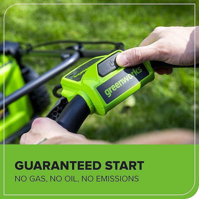 Greenworks 40V 17” Brushless (Push) Cordless Lawn Mower, 4.0Ah Battery and Charger