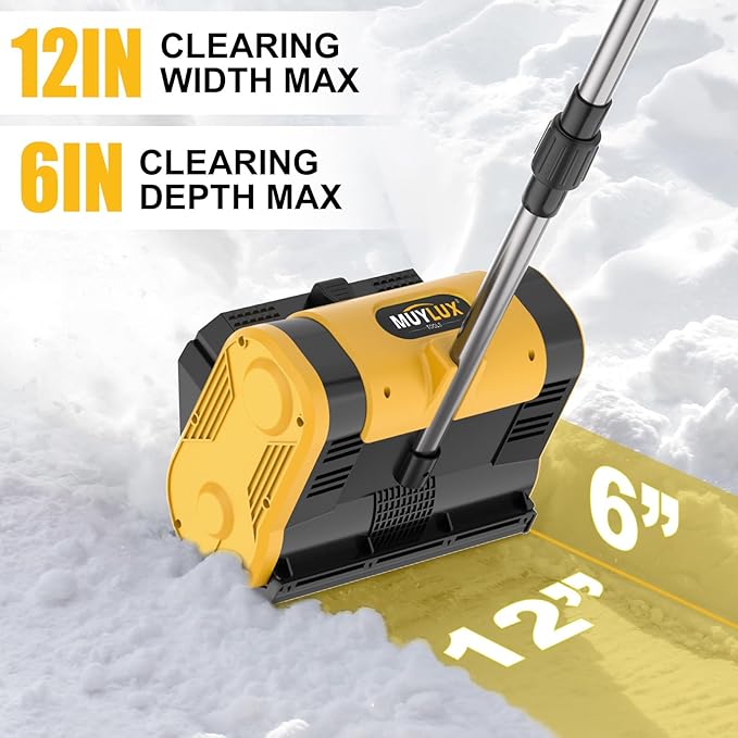 Cordless Electric Snow Shovel, Brushless 12-Inch Width | 6-Inch Depth Snow Blower, Lightweight Snow Thrower Machine, Efficient Snow Removal with Battery and Charger, 2 Batteries