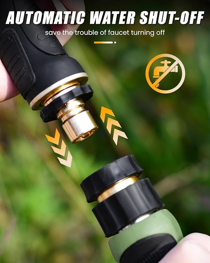 RAINPOINT Garden Hose Nozzle, Heavy Duty Metal Water Hose Sprayer Nozzle with 9 Adjustable Spray Patterns, High Pressure Hand Sprayer for Watering Plants & Lawns (Orange)