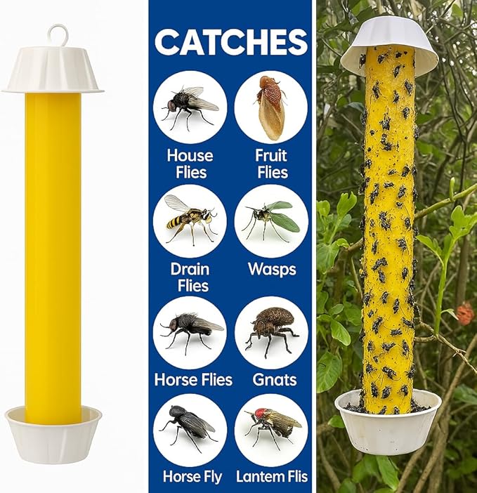 Fly Stick Sticky Fly Traps for Indoors and Outdoor Wasp Traps - Effective Pest Control 4 Pack