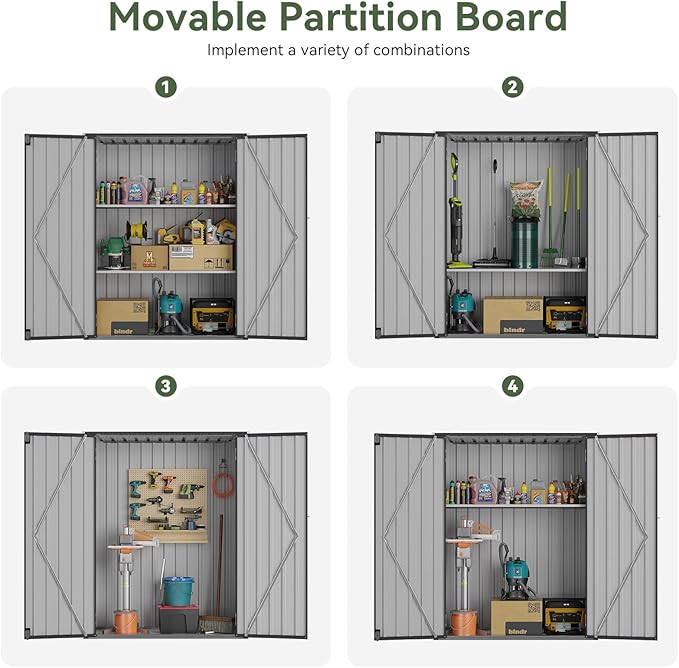 Aoxun 55x19 in Outdoor Storage Cabinet Metal Garden Shed with 2 Adjustable Shelves 3 Layer Indoor& Outdoor Waterproof Vertical Storage Shed for Patio Garden, Garage, Porch (Black, 40 Cu.Ft)