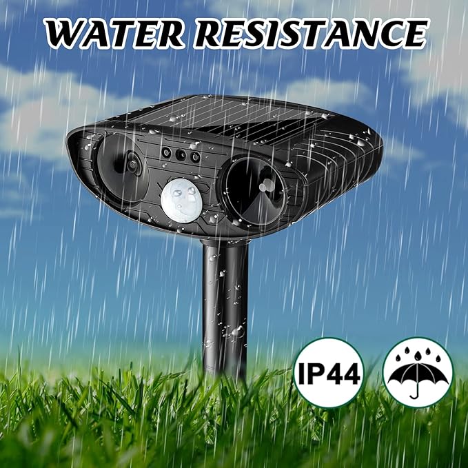 Ultrasonic Animal Repellent Outdoor Solar Powered Repeller Cat Dog Deer Deterrent Waterproof Motion Sensor Deterrent for Yard Garden Rabbit Squirrels Fox Pest(Black, Green,2 Pieces)