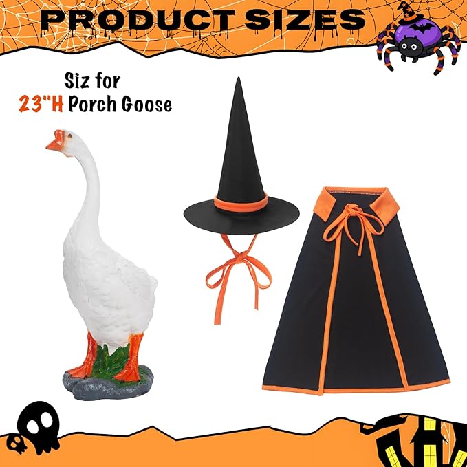 ONUPGO Halloween Goose Outfits, Lawn Porch Goose Clothes, 23 Inch Lawn Statue Seasonal Sculpture Costume for Plastic/Cement Goose Statue, Garden, Yard, Patio, Party Decoration