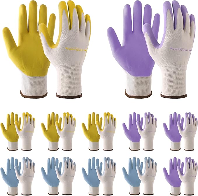 HLDD HANDLANDY Gardening Gloves for Women, Womens Work Gloves with Foam Nitrile Coating, 6&3 Pairs Garden Gloves DIY Gloves