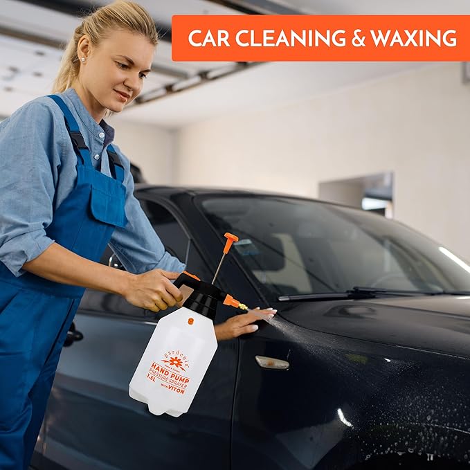 Handheld Pumping Sprayer Viton Seals Sprayers in Lawn and Garden, Spray Bottles for Cleaning Chemical Sprayer Continuous Spray Bottle for Plants 1.5L (0.4 Gal/51oz)