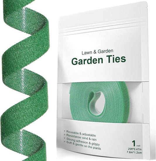 LE TAUCI Plant Ties, Garden Tape for Plant, Reusable Adjustable Thicker Support for Growing, Strong Grip, Tomato Vines Indoor Outdoor, 25 ft x 0.47 Inch, 1 roll, Green
