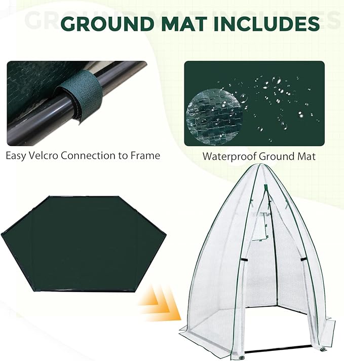EAGLE PEAK Portable Mini Dome Greenhouse with Zippered Door and Mesh Window, Outdoor Mini Hexagon Greenhouse Kit for Indoor Outdoor Gardening 63”x63”x72”, Agricultural Bubble Film Cover