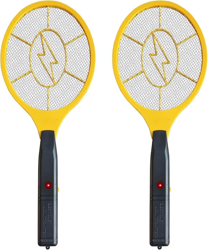 2 Pack Electric Fly Swatter, Handheld Bug Zapper Racket for Outdoor & Indoor, Mosquito Zapper Racket Battery Powered Tennis Mosquito Rackets for Insect