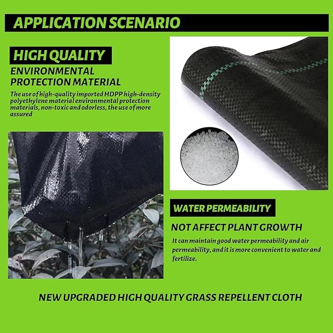 6.5x300FT Landscape Fabric, Weed Barrier Fabric, Durable & Effective Garden Cloth Weed Barrier, Heavy-Duty Landscaping Fabric for Weed Control, French Drains, Yard, Driveway