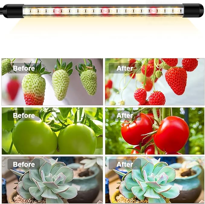 Garpsen Grow Lights, 2PCS 2 Heads Full Spectrum Plant Lights for Indoor Plants, 80 LEDs Clip Led Grow Lamp with Auto on/Off Timer Setting(6/12/16H), 5 Level Dimmable(660nm/3000K/6000K)