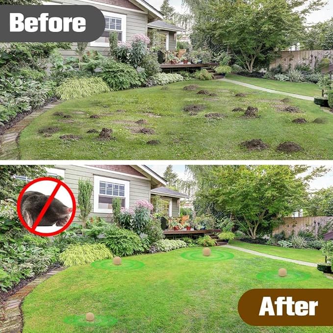 Mole Repellent Outdoors, Powerful Mole Repellant for Lawns, Vole Repellent, Gopher and Groundhog Repellant Outdoor, Mole Control, Safe for Lawn and Garden- 8P