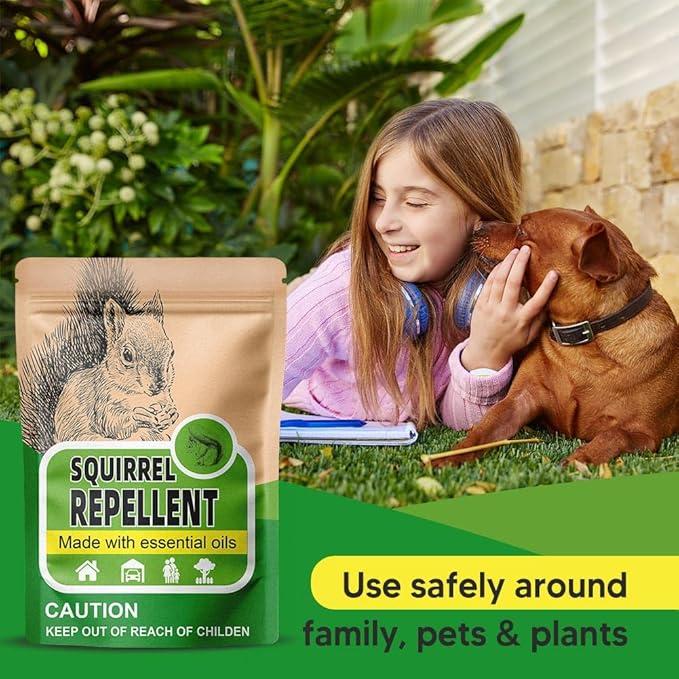 Squirrel Repellent Outdoor, Chipmunk Repellent for Attic/Garden/Bird Feeder/Yard/Car, Squirrels Deterrent, Keep Chipmunks Away, Safe Around People, Pets & Plants-8P