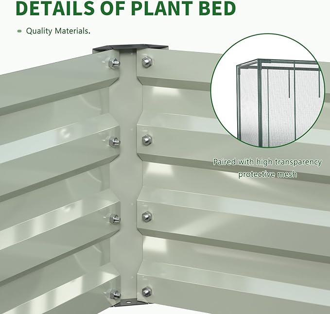 Galvanized Raised Garden Bed with Crop Cage Plant Protection Net Tent Kit for Garden Plant, 74"x37.4"x 59" Plants Protection Tent Cage Metal Planter Box Bottomless Planting Vegetables Outdoor