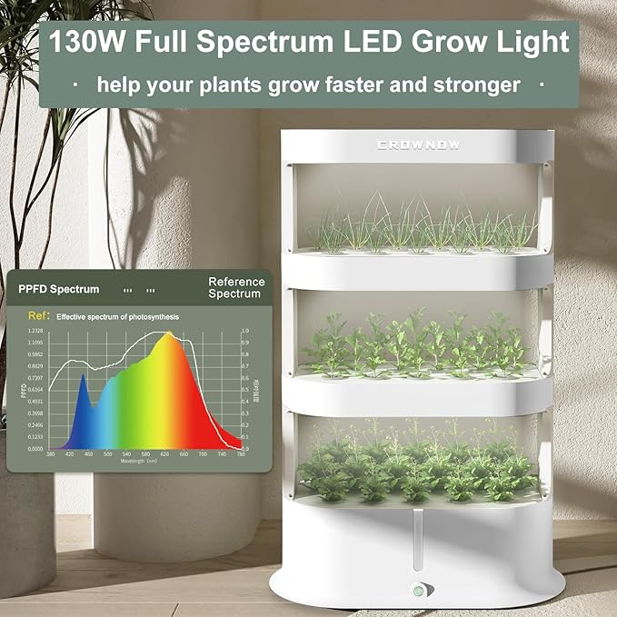 64 Pods Large Capacity Hydroponic Tower,4-Layer Hydroponics Growing System Kit with Full-Spectrum LED Grow Light,Timing Control,Indoor Hydroponic Garden for Plants Herb Vegetable