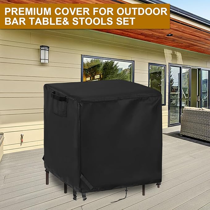 Waterproof Cover for Best Choice Products 5 Piece Outdoor Wicker Table Set 59"x59"x38", Protective Cover for Outdoor Bar Table and Stools Set