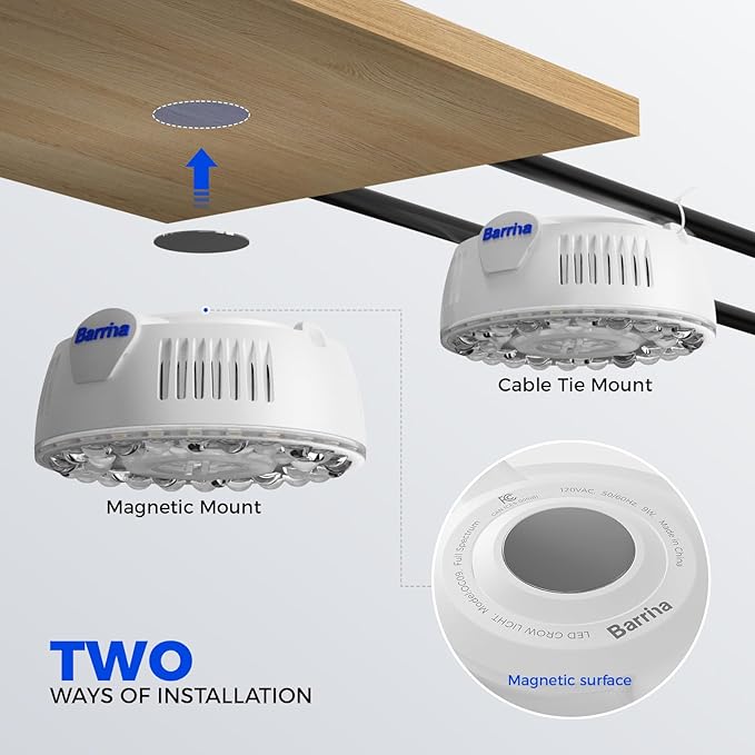 Barrina Orbgrow OG09 Puck Grow Light, 5000K 54W(6 x 9W, 810 Watt Equiv), Full Spectrum Plant Light for Indoor Plants, Magnetic & Linkable with Timer, 5 Levels Dimmable for Plant Shelf, 6 Packs