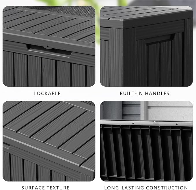 80 Gallon Outdoor Storage Box – Resin Deck Box with Lockable Lid, Waterproof Patio Furniture Storage for Tools, Garden & Yard Organization