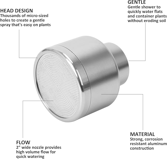 STYDDI 18-inch Soft Rain Watering Wand with Shut Off Valve, Lightweight and Durable Metal Gentle Watering Wand Perfect for Hanging Baskets, Planters, Garden, Shrubs and Seedbed