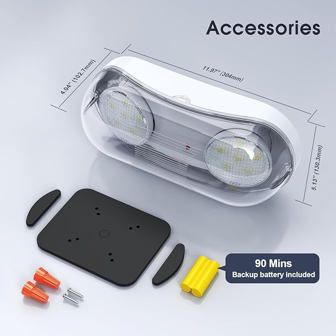 Wet Location Rated Outdoor Emergency Light,Waterproof Exterior Led Emergency Lights with Battery Backup,Adjustable Heads,Commercial Hardwired Emergency Lighting,UL Listed,120-347V(1 Pack)