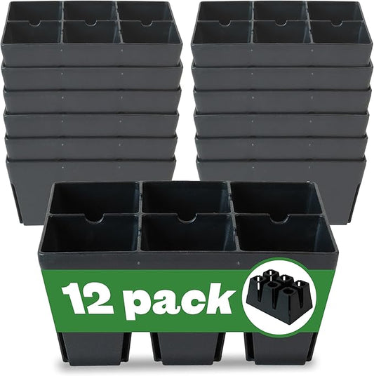 Epic Gardening Reusable Seed Starter Tray - 6 Cell/12 Seedling Starter Trays - Easy Watering, Indoor Greenhouse, Plant Starter, Gardener-Friendly for Seedlings | UV-Treated & BPA-Free - Black