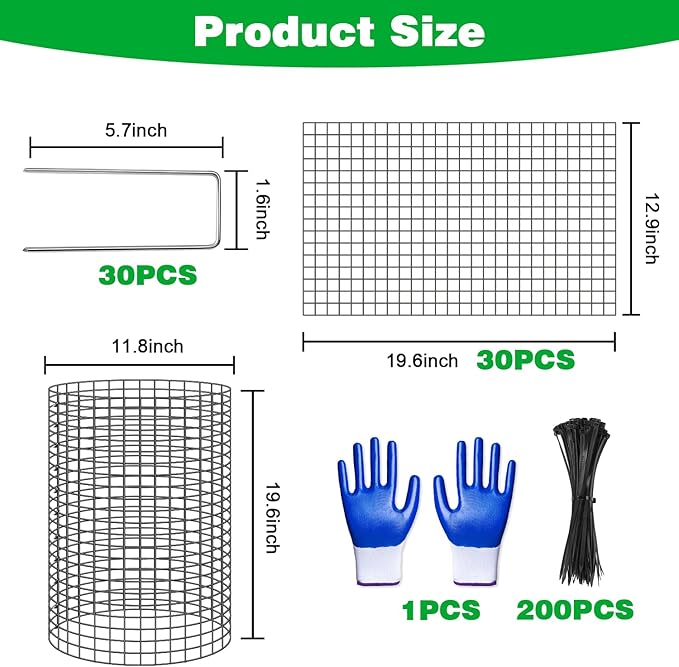 10 Pcs 11.8"x 11.8"/11.8"x 19.6" Available Chicken Wire Cloches for Plants, Plant Protector from Animal, Garden Covers Netting Iron Wire Mesh to Protect Plants Vegetables from Rabbit Squirrel Chicken
