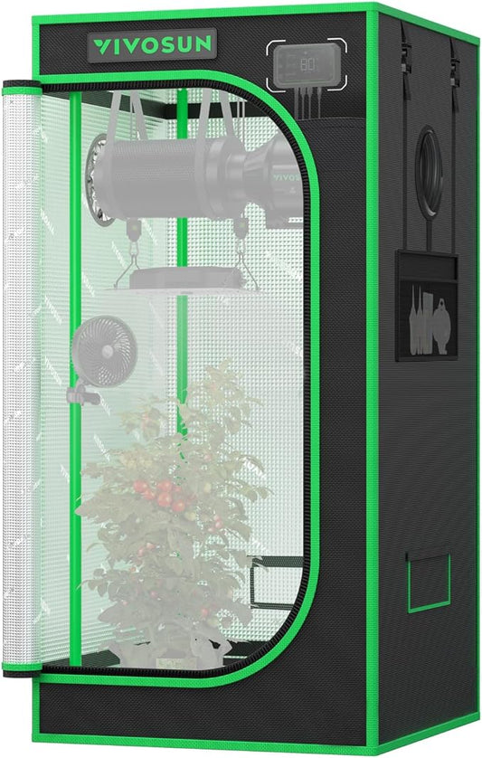 VIVOSUN P224 24"×24"×48" PRO Grow Tent, with Thick 1 inch Poles, Strengthened High Reflective Mylar Oxford Fabric & Extra Hanging Bars for Hydroponics Indoor Plant for AeroLight A100, No High CFM Kit